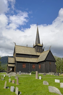 Grave Yard Prints: Lom stave church, Lom, Oppland, Norway, Scandinavia, Europe