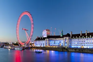 Ferris Wheel Prints: London Eye in early evening light. London, England, United Kingdom, Europe