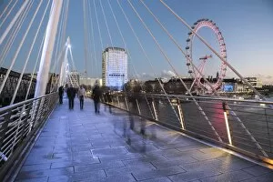 South Bank Collection: The London Eye, seen from Golden Jubilee Bridge at night, London, England, United Kingdom