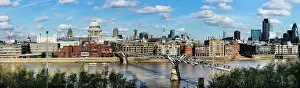Millennium Bridge Collection: London skyline, St. Pauls and the River Thames from Tate Modern, London, England