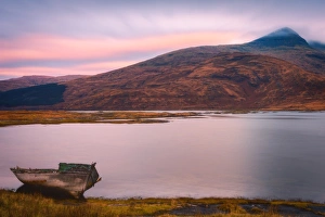 Rowing Boat Prints: Lone boat on the Isle of Mull, Inner Hebrides, Scotland, United Kingdom, Europe