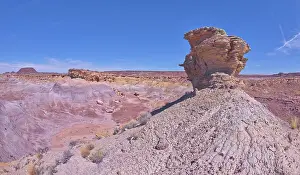Plateau Prints: A lone hoodoo rock on the edge of a ridge overlooking the Jim Camp Wash on the south end of Petrified Forest National