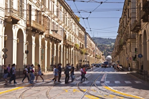 Avenue Prints: The long avenue of Via Po in Turin, Piedmont, Italy, Europe