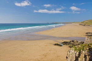 Images Dated 14th June 2009: Long beach and coastline, Perranporth, North Cornwall, England, United Kingdom, Europe
