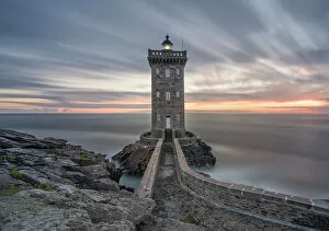 Direction Gallery: Long exposure at blue hour at Kermorvan Lighthouse, Finistere, Brittany, France, Europe