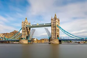 Bascule Bridge Prints: Long exposure of Tower Bridge opening, London, England, United Kingdom, Europe