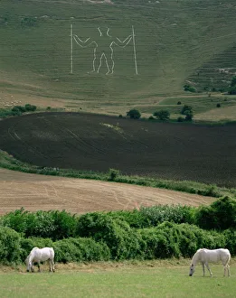 Giant Prints: The Long Man, Wilmington, East Sussex, England, United Kingdom, Europe