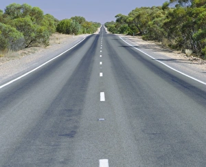 Road Marking Prints: Long straight road, Hume highway, Victoria, Australia