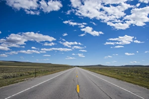 Flats Prints: Long straight road in southern Wyoming, United States of America, North America