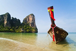 Long Tail Boat Prints: Long tail boat on Koh Phi Phi, South Thailand, Southeast Asia, Asia