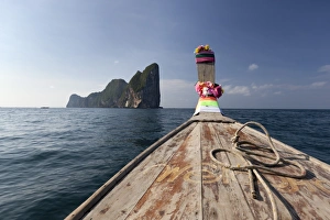 Garland Prints: Long-tail boat and Phi Phi Lay Island, Krabi Province, Thailand, Southeast Asia, Asia
