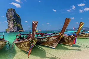 Rope Prints: Long tail boats on Poda Island in Ao Nang, Krabi, Thailand, Southeast Asia, Asia