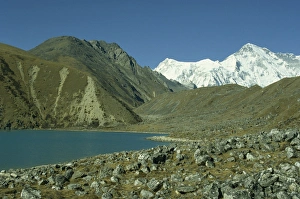 Himalaya Prints: Longpanga Lake with lateral moraine on the right in