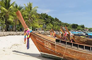 Longtail Boat Prints: Longtail boat on Ton Sai Beach, Ko Phi Phi Don, Krabi, Thailand, Andaman Sea