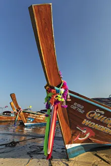 Longtail Boat Prints: Longtail boats on Ao Ton Sai beach, Ko Phi Phi Don, Krabi, Thailand, Southeast Asia, Asia