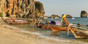 Longtail Boat Prints: Longtail boats on Phra Nang beach, Railay Peninsula, Krabi Province, Thailand