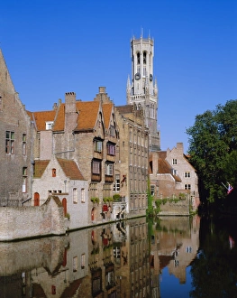 Belfry Prints: Looking towards the Belfry of Belfort Hallen, Bruges, Belgium