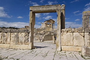 Images Dated 23rd March 2008: Looking towards the Capitolium (Temple to the three main gods), Roman ruin of Dougga