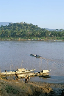 Mekong Prints: Looking east across Mekong River to Phousi Hill