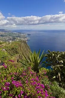 Looking towards Funchal from Cabo Girao, 580m, one of the worlds highest sea cliffs on the south coast of the island of