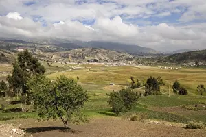 Ecuadorian Prints: Looking north east across farmland towards Riobamba from the Colta Lake district