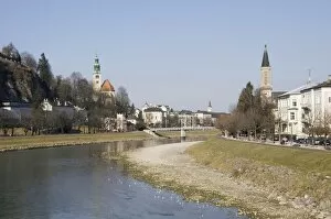 Looking North West with view of the Salzach River, Salzburg, Austria, Europe