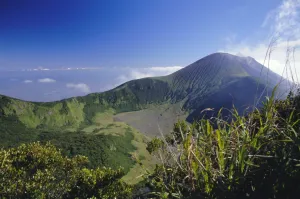 Smoking Prints: Looking across the old crater towards the smoking 2438m