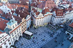 Old Quarter Prints: Looking down on Old Town Square, UNESCO World Heritage Site, Prague, Czech Republic