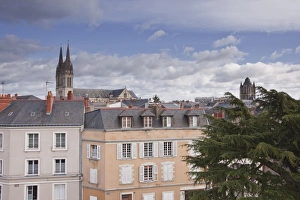 Pays De La Loire Prints: Looking over the rooftops of Angers towards the cathedral