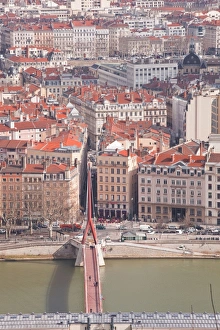 Looking over the rooftops of the city of Lyon, Rhone-Alpes, France, Europe