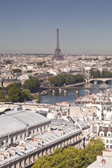 Urban Sprawl Prints: Looking over the rooftops of Paris to the Eiffel Tower, Paris, France, Europe