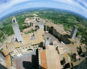 Looking down on San Gimignano from one of the town s