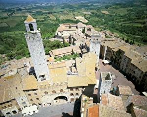 Looking down on San Gimignano from one of the town s