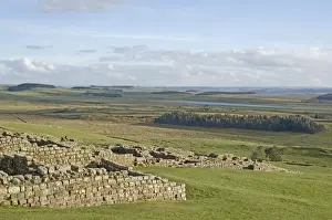 Housesteads Prints: Looking south from Housesteads Roman Fort to Grindon Lough, Hadrians Wall