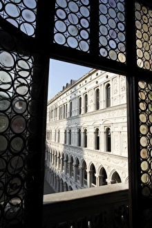Circles Prints: Looking through a window in the Doges Palace, Venice, Veneto, Italy, Europe