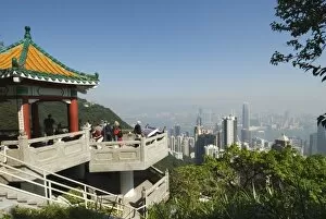 Lookout over the city skyline from Victoria Peak, Hong Kong, China, Asia