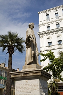 Cote Dazur Prints: Lord Brougham statue, Vieux Port, Cannes, Alpes Maritimes, Provence, Cote d Azur