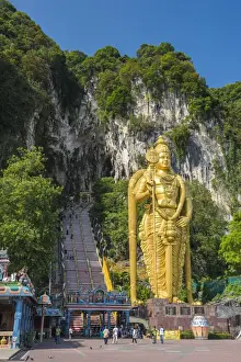 Malaysian Prints: Lord Murugan dtatue, the largest statue of a Hindu Deity in Malaysia at the entrance to Batu Caves