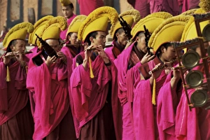 New Year Prints: Losar, New Year celebrations, Labrang Monastery, Gansu Province, China, Asia