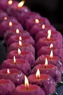 Lotus candles placed by devotees in Kek Lok Si Buddhist temple, Air Itam