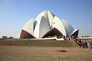 Front Prints: Lotus flower temple, Bahai Temple, New Delhi, India, Asia