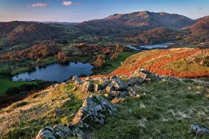 Autumnal Prints: Loughrigg Tarn, Elter Water and Wetherlam from Loughrigg Fell in autumn