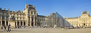 Panoramas Prints: The Louvre art gallery, Museum and Louvre Pyramid (Pyramide du Louvre)