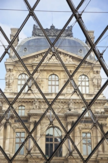 Contrasts Prints: The Louvre viewed through the Pyramid, Paris, France, Europe