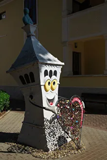 Old Towns Prints: Love Heart with padlocks, Old Town, Novigrad, Croatia, Europe