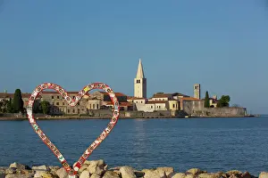 Old Towns Prints: Love Symbol, Red Heart, Tower of Euphrasian Bascilica in the background