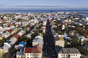 Images Dated 16th September 2006: Low aerial view from Hallgrimskirkja of colourful houses