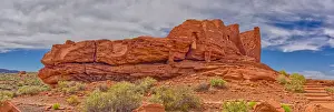 Tussock Prints: A low angle exterior view of the Wukoki Pueblo at the Wupatki National Monument, Arizona