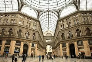 Shopping Centre Collection: Low angle view of the interior of the Galleria Umberto I, Naples, Campania, Italy, Europe