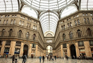 Low angle view of the interior of the Galleria Umberto I, Naples, Campania, Italy, Europe